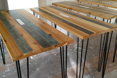 Aqua Stained Cedar Standing Tables