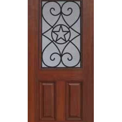 Single Door 80 Fiberglass Austin Texas Star 1/2 Lite GBG Glass - Front Doors