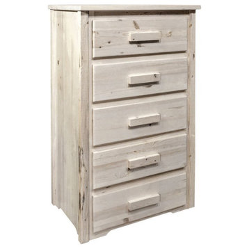 Montana Woodworks Homestead 5 Drawers Wood Chest of Drawers in Natural
