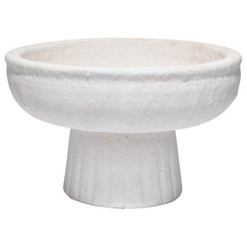 Aegean Small Pedestal Bowl, Rough Matte White Ceramic