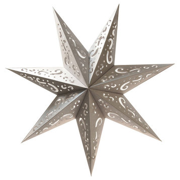Paper Lantern, 7 Point Silver Star, Set of 3