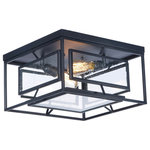 Maxim - Maxim Era 2-Light Ceiling Lamp 21670CDBK - Black - Geometric metal frames finished in Black support panes of clear Seedy glass, provides for a refined restoration look. Add vintage bulbs (not included) to complete the authentic feel of this design.