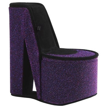 9" Purple Iridescent Velvet High Heel Shoe Hidden Jewelry Box
