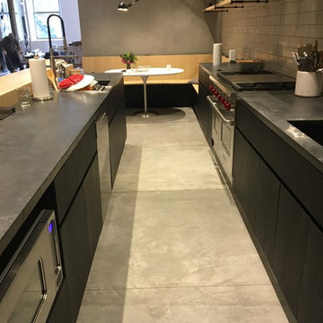 Tribeca black concrete kitchen, private residence, NYC.