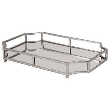 Kate and Laurel Ciel Metal Mirrored 12x18 Decorative Tray, Silver
