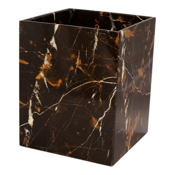 Myrtus Collection Black and Gold Marble Waste Bin