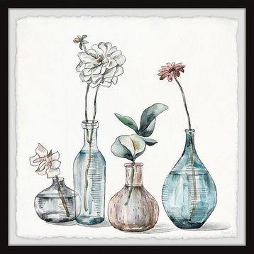 "Flowers, Crystal Vases" Framed Painting Print
