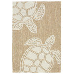 Liora Manne - Capri Turtle Indoor/Outdoor Rug, Neutral, 2'x3' - This hand-hooked area rug features a tan background accented with swimming turtles outlined in white. Tropical and fun, this design will effortlessly compliment any space inside or outside your home. Made in China from a polyester acrylic blend, the Capri Collection is hand tufted to create bright multi-toned detailed designs with a high-quality finish. The material is flatwoven, weather resistant and treated for added fade resistant making this the perfect rug for indoor or outdoor placement. This soft, durable piece is ideal for your patio, sunroom and those high traffic areas such as your entryway, kitchen, dining room and living room. A fresh take on nautical style, these area rugs range in style from coastal to tropical motifs that beautifully accent your home decor. Limiting exposure to rain, moisture and direct sun will prolong rug life.