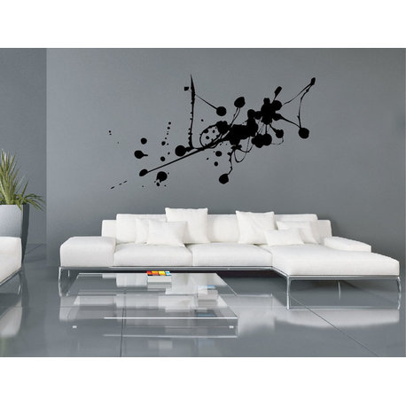 Liquid Abstract Wall Decal, Black, 60 X 34