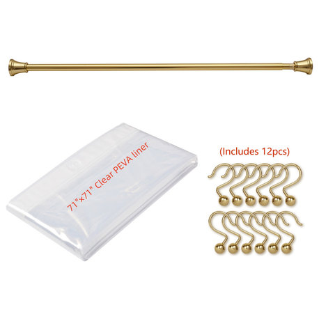 Utopia Alley Adjustable 72-Inch Shower Curtain Tension Rod, Gold