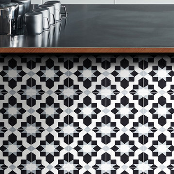 8"x8" Affos Handmade Cement Tile, Gray/Black, Set of 12