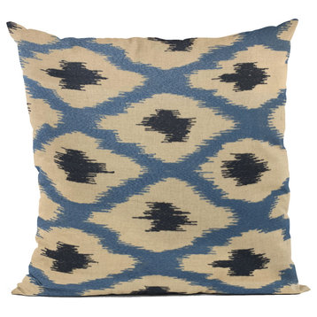 Plutus Blue Color Stitched Dot Luxury Throw Pillow, 22"x22"