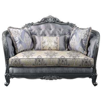 Ariadne Loveseat With3 Pillows, Fabric and Platinum