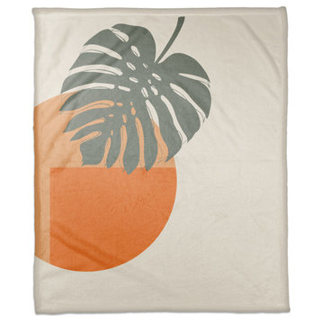 Sun and Palm Leafs 50x60 Coral Fleece Blanket