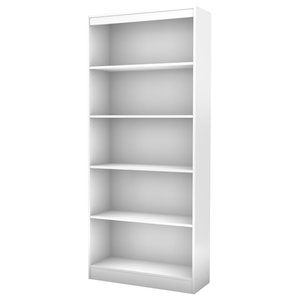 Sauder Harbor View Library 5 Shelf Bookcase In Antiqued White