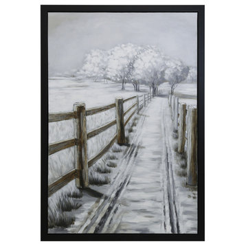 'Country Road II Wall Art Hand Painted on Canvas Framed With 3D Elements