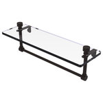 Allied Brass - Foxtrot 16" Glass Vanity Shelf with Towel Bar, Oil Rubbed Bronze - Add space and organization to your bathroom with this simple, contemporary style glass shelf. Featuring tempered, beveled-edged glass and solid brass hardware this shelf is crafted for durability, strength and style. One of the many coordinating accessories in the Allied Brass Foxtrot Collection, this subtle glass shelf is the perfect complement to your bathroom decor.