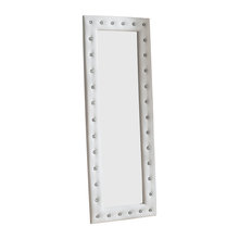 Tufted White Leather Bedroom Mirror