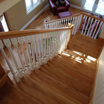 Stairway with spiral style balusters