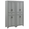 Pemberly Row 4-Door Traditional Wood Pantry Set in Distressed Gray (Set of 2)
