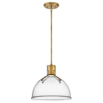 Argo 1-Light Pendant In Heritage Brass With Clear Seedy Glass