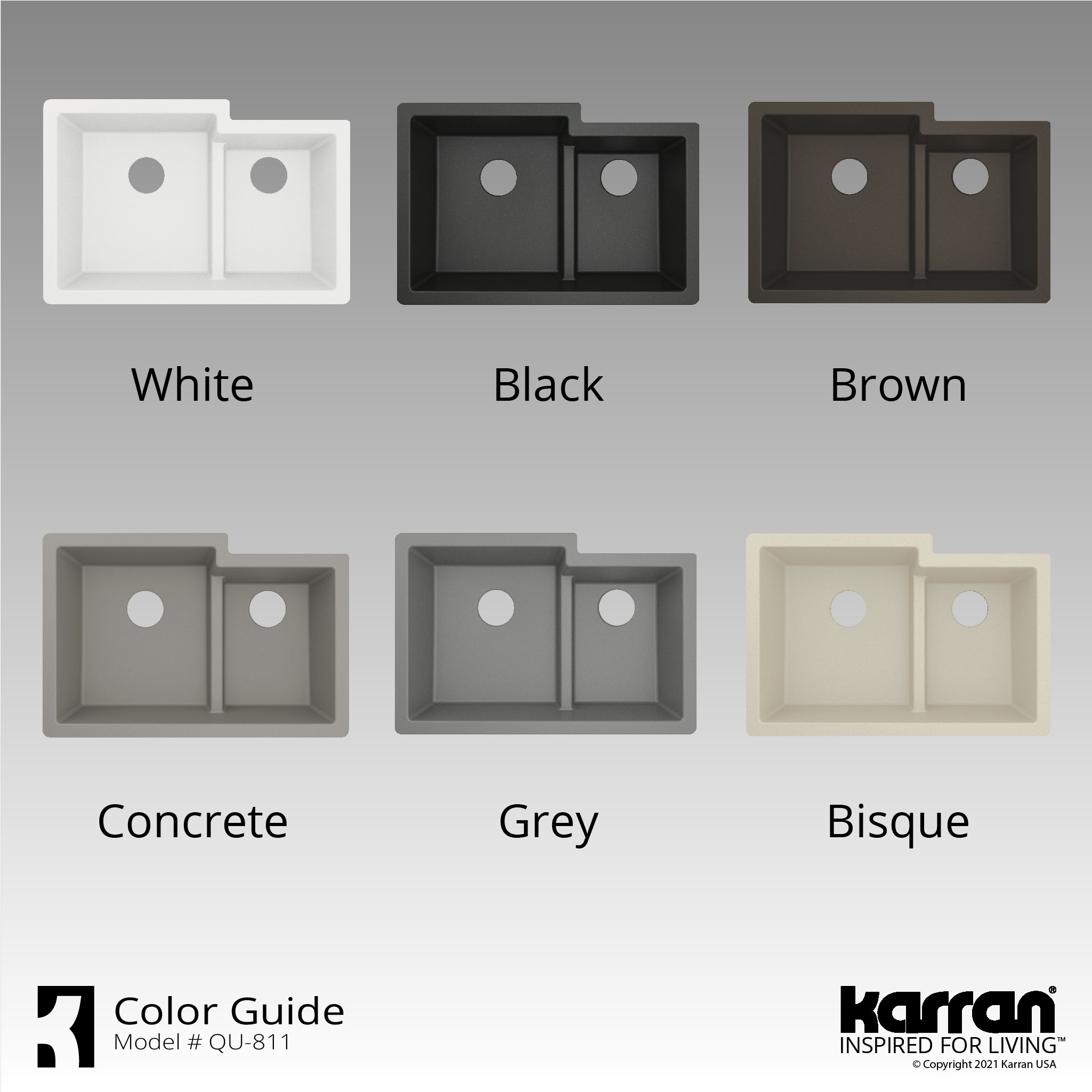 Karran 32" Undermount Large/Small Bowl Quartz Kitchen Sink, Black