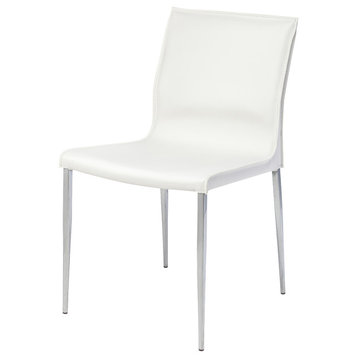 Colter Leather Dining Chair, White