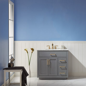 Ivy Gray Bathroom Vanity Set, 36", Without Mirror