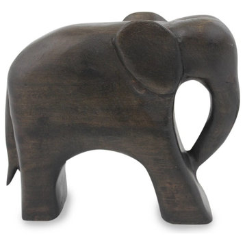 Brown Thai Elephant Wood Sculpture