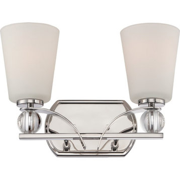 Nuvo Connie 2-Light Vanity Fixture With White Glass, Polished Nickel, 60-5492