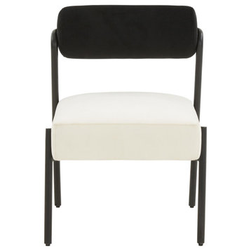 Jolene Velvet Accent Chair, Black/Cream Velvet