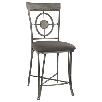 Landis Counter Height Chair, Set-2, Fabric and Gunmetal