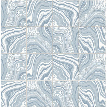 LN30612 Marbled Tile Lakeside Blue Contemporary Self-Adhesive Vinyl Wallpaper