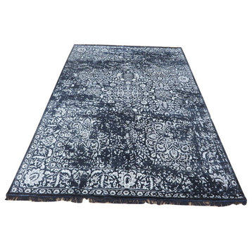 9'10x14'2 Handmade Black Broken Design Tone On Tone Oriental Rug