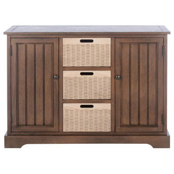 Gracyn 2 Door And 3 Removable Baskets Brown With Natural Baskets