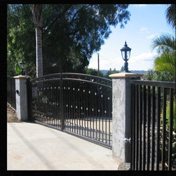 Black Iron Double Drive Gate with Automatic Gate Operator - Home Fencing And Gates