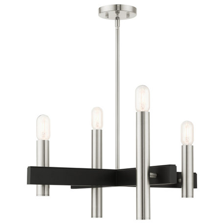 Brushed Nickel Mid Century Modern, Urban, Scandinavian, Chandelier