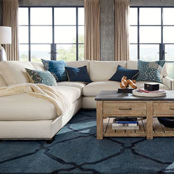 TURNER SQUARE ARM UPHOLSTERED 3-PIECE BUMPER SECTIONAL WITH NAILHEADS - Products