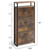 3 Drawer Industrial Shoe Cabinet with Flip Doors and Open Storage Shelf