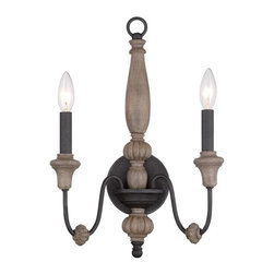 Capra Collection 2-Light Rust Sconce with Distressed Ivory Accents - Wall Sconces