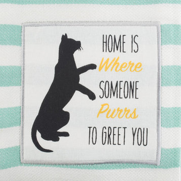 Assorted Cat Greeting Embellished Dishtowel, Set of 2