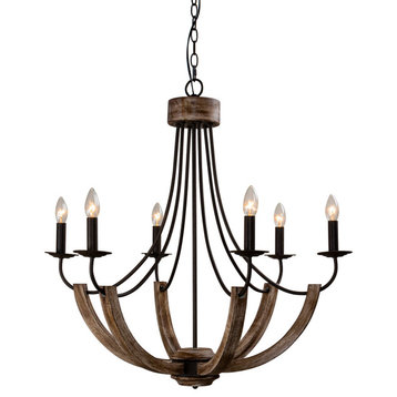 Candle Style Rustic Chandelier with 6 Lights