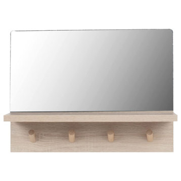 Alva 16" Mirror With Display Shelf & Four Storage Hooks