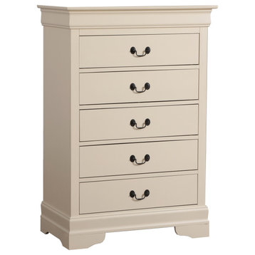 Louis Phillipe Beige 5 Drawer Chest of Drawers (33 in L. X 18 in W. X 48 in H.)