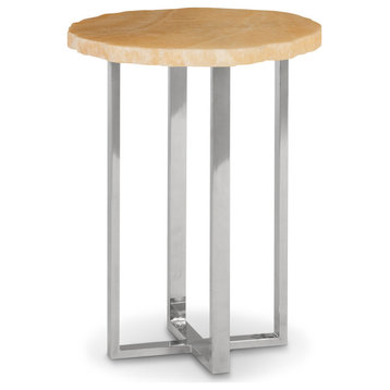 Onyx Side Table, Stainless Steel Base