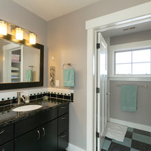 dark grout half bath