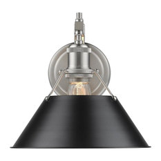 Golden Orwell 1-LT Wall Sconce 3306-1W PW-BLK, Pewter