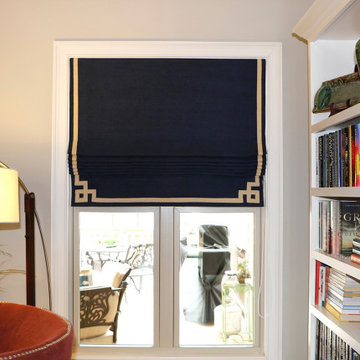 Roman Shades with Greek Key Trim