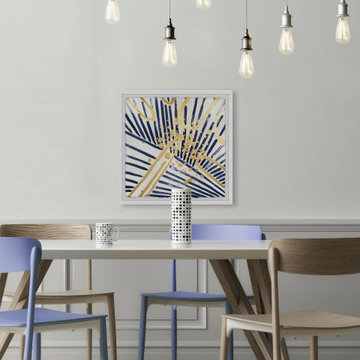 "Palm Tree in Blues" Framed Painting Print