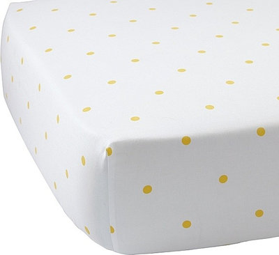 Contemporary Baby Bedding Penny Dot Crib Sheet, Sunshine